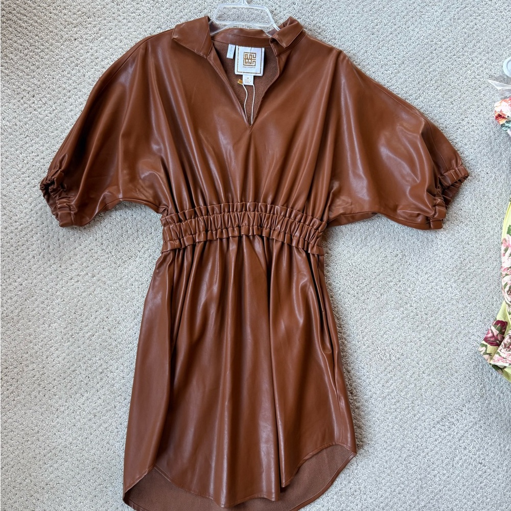 Brown Faux Leather Dress